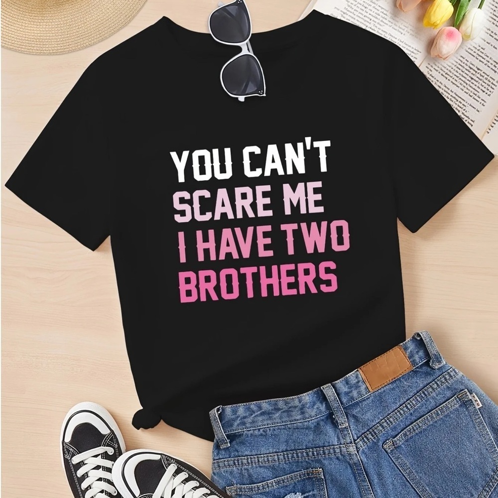 Black Graphic Tee with Pink and White Text